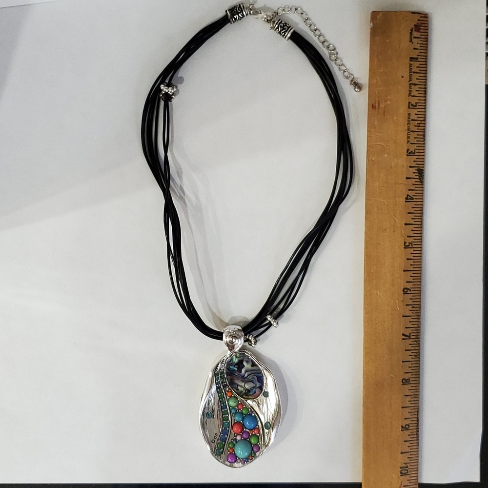 Paua Shell Abalone Statement Pendant Necklace - image 4